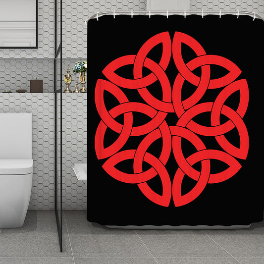 Red Celtic Knot Print Polyester Shower Curtain