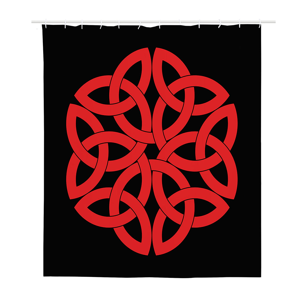 Red Celtic Knot Print Polyester Shower Curtain
