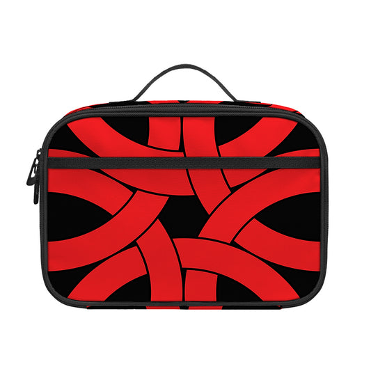Red Celtic Knot Print Portable Lunch Bag