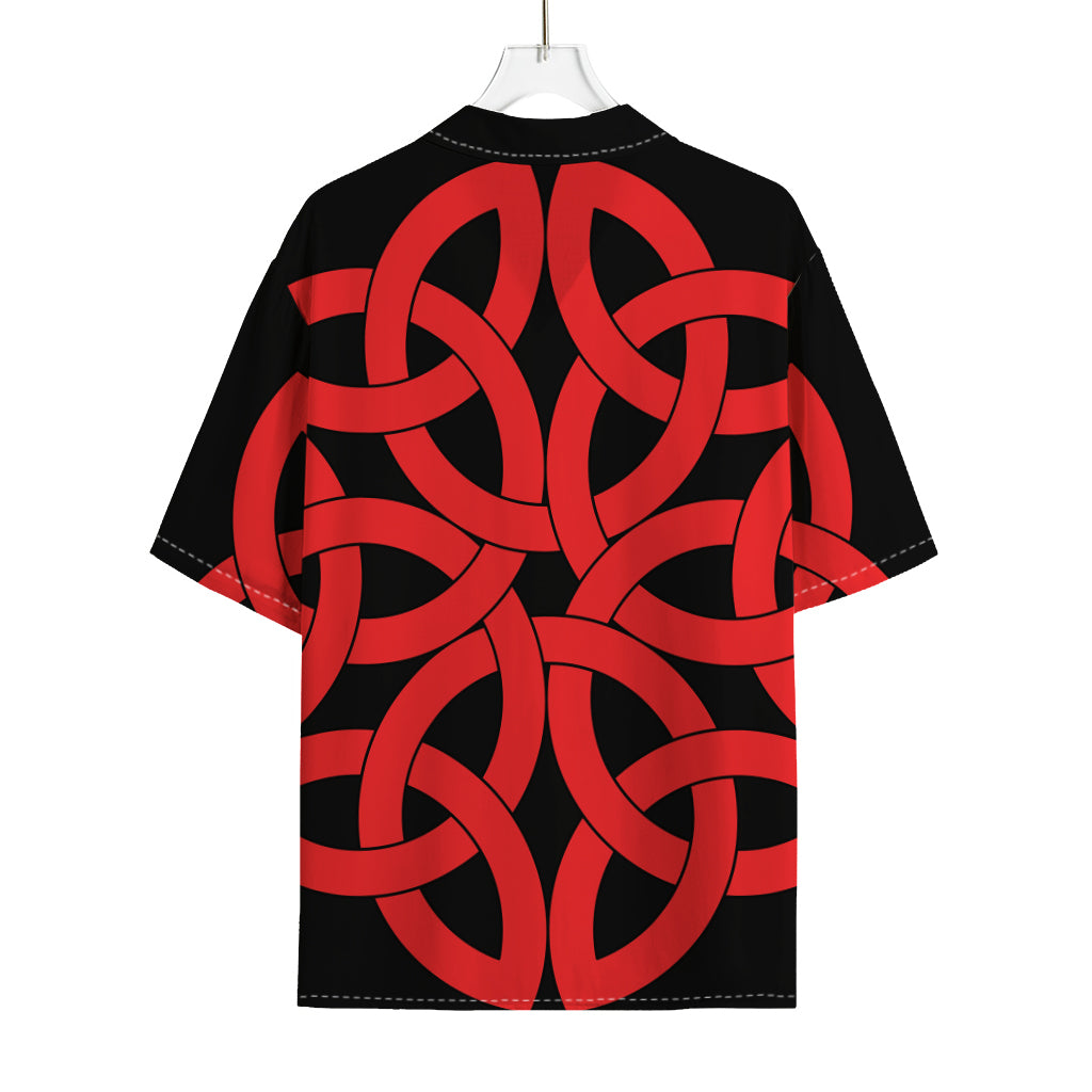 Red Celtic Knot Print Rayon Hawaiian Shirt