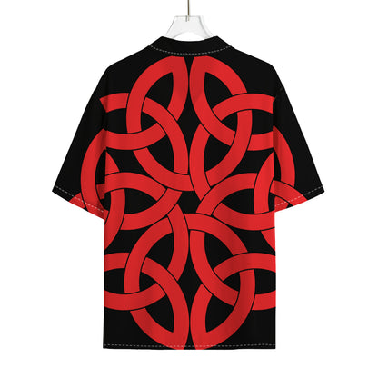 Red Celtic Knot Print Rayon Hawaiian Shirt