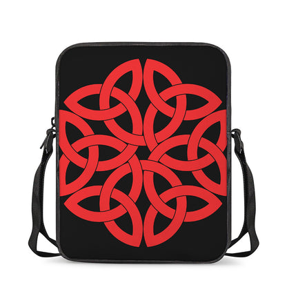 Red Celtic Knot Print Rectangular Crossbody Bag