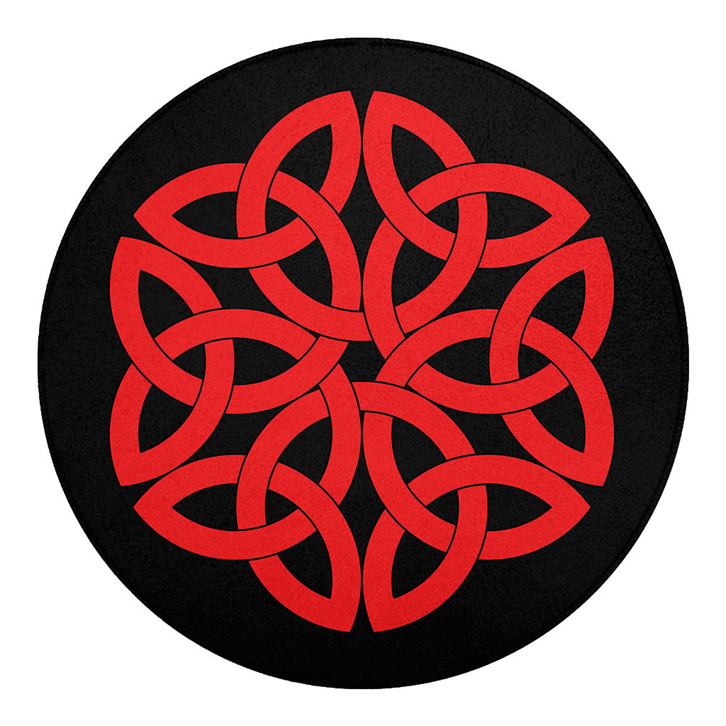 Red Celtic Knot Print Round Blanket