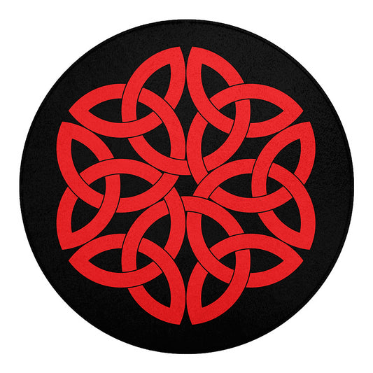 Red Celtic Knot Print Round Blanket