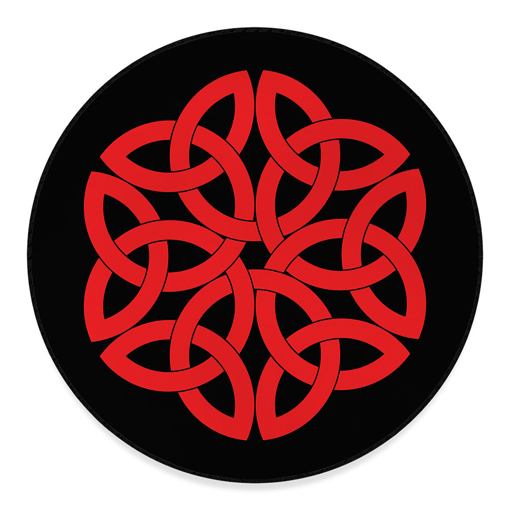 Red Celtic Knot Print Round Floor Mat