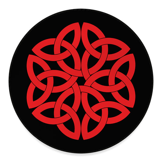Red Celtic Knot Print Round Floor Mat