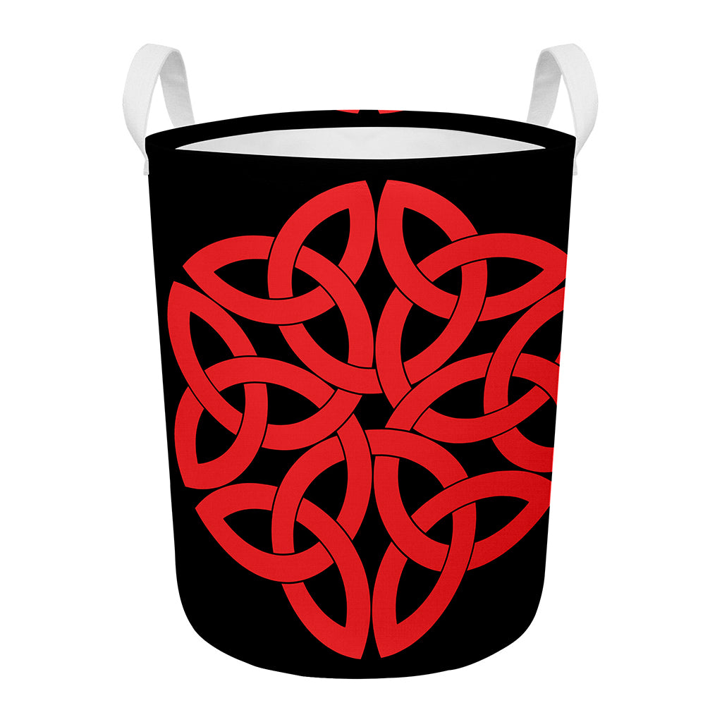 Red Celtic Knot Print Round Laundry Basket