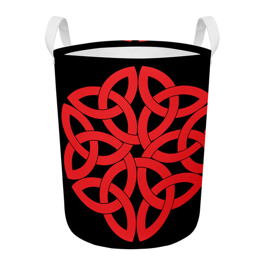 Red Celtic Knot Print Round Laundry Basket