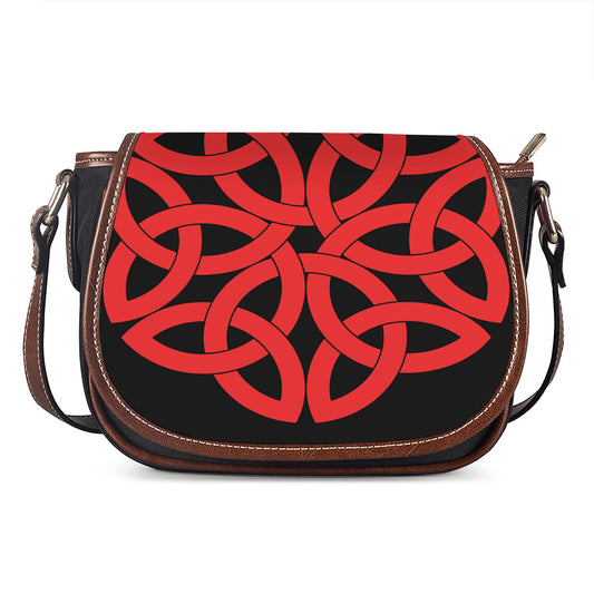 Red Celtic Knot Print Saddle Bag