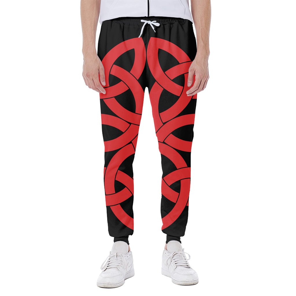 Red Celtic Knot Print Scuba Joggers