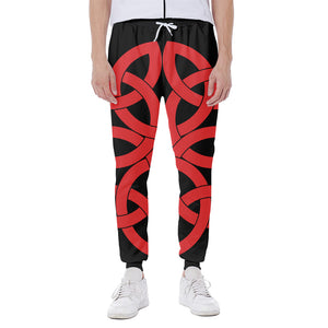 Red Celtic Knot Print Scuba Joggers