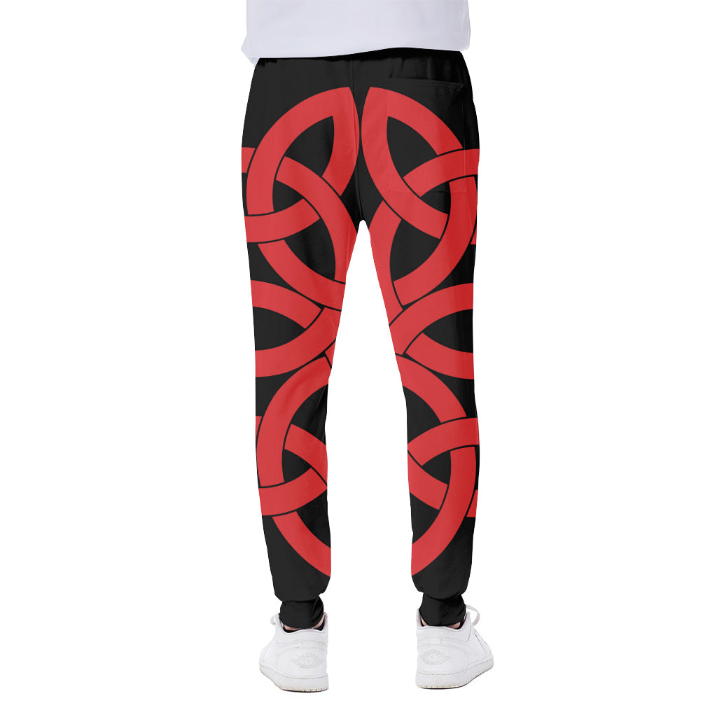 Red Celtic Knot Print Scuba Joggers