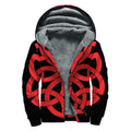 Red Celtic Knot Print Sherpa Lined Zip Up Hoodie