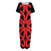 Red Celtic Knot Print Short Sleeve Long Nightdress