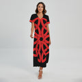 Red Celtic Knot Print Short Sleeve Maxi Dress