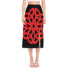 Red Celtic Knot Print Side Slit Midi Skirt