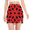 Red Celtic Knot Print Side Slit Mini Skirt