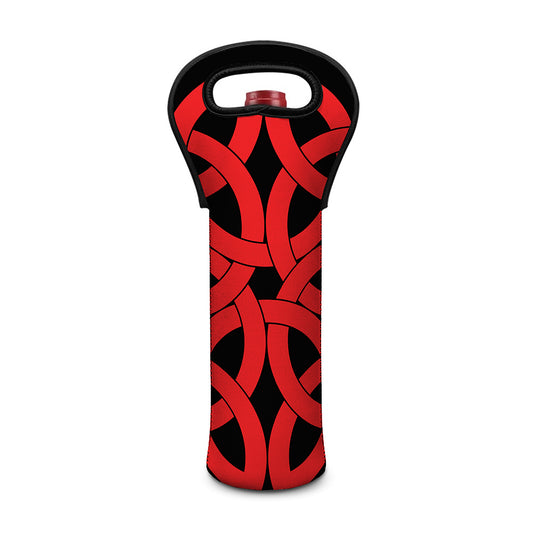Red Celtic Knot Print Single Neoprene Wine Tote