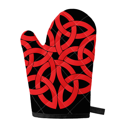 Red Celtic Knot Print Single Oven Mitt