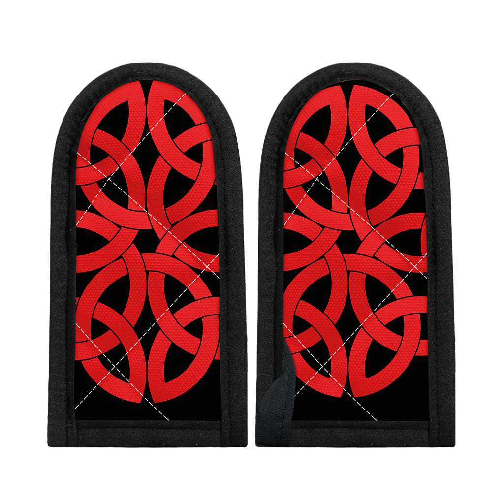 Red Celtic Knot Print Skillet Handle Cover