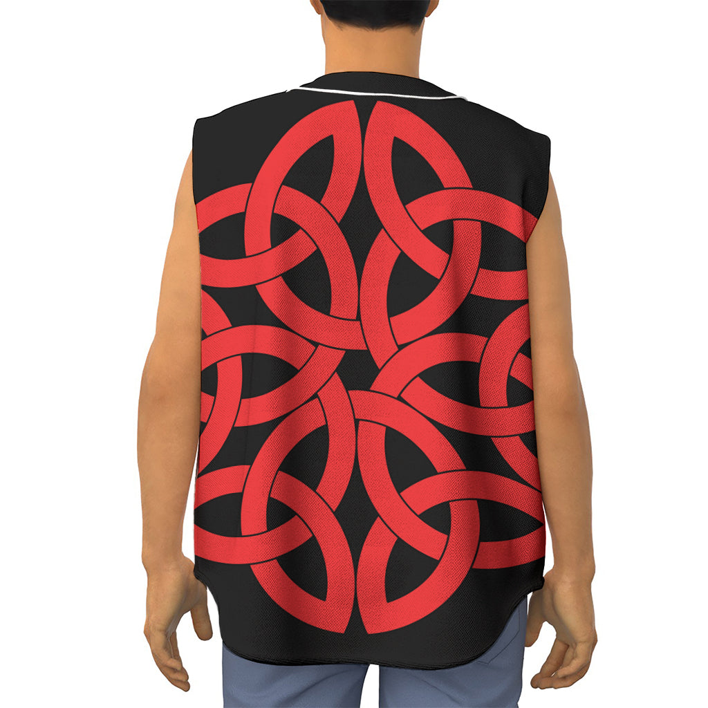 Red Celtic Knot Print Sleeveless Baseball Jersey