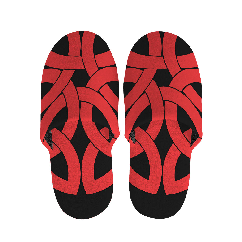Red Celtic Knot Print Slippers