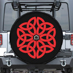 Red Celtic Knot Print Tire Cover With Camera Hole