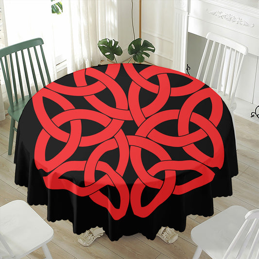 Red Celtic Knot Print Waterproof Round Tablecloth