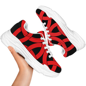 Red Celtic Knot Print White Chunky Shoes