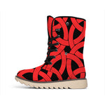 Red Celtic Knot Print Winter Boots