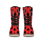 Red Celtic Knot Print Winter Boots