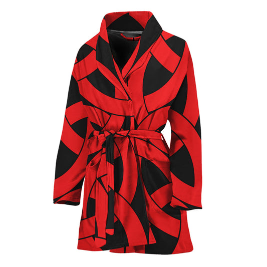 Red Celtic Knot Print Women's Bathrobe