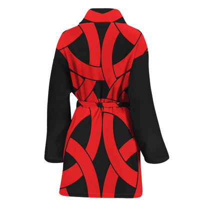 Red Celtic Knot Print Women's Bathrobe