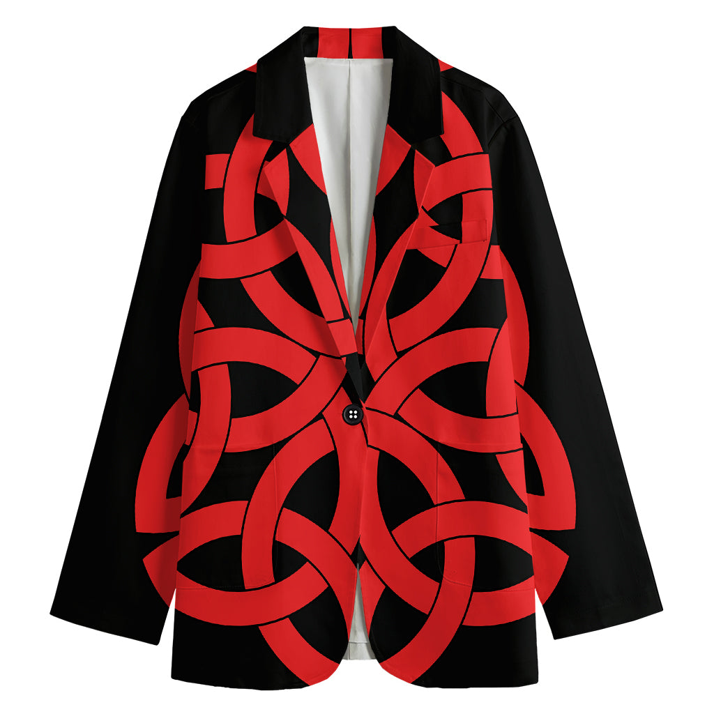 Red Celtic Knot Print Women's Blazer