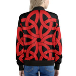Red Celtic Knot Print Women's Bomber Jacket