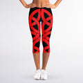 Red Celtic Knot Print Women's Capri Leggings