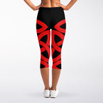 Red Celtic Knot Print Women's Capri Leggings