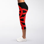 Red Celtic Knot Print Women's Capri Leggings