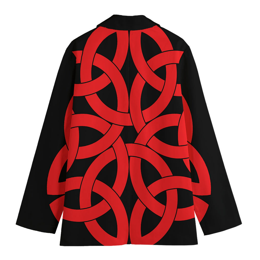 Red Celtic Knot Print Women's Cotton Blazer