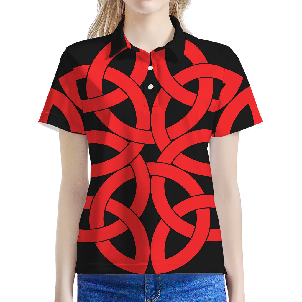 Red Celtic Knot Print Women's Polo Shirt