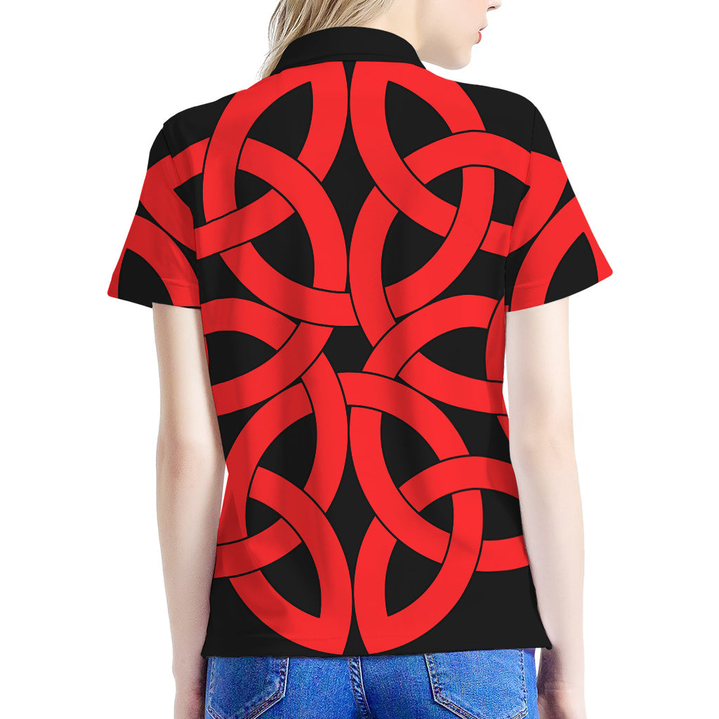 Red Celtic Knot Print Women's Polo Shirt