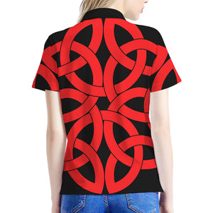 Red Celtic Knot Print Women's Polo Shirt