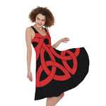 Red Celtic Knot Print Women's Sleeveless Dress