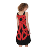 Red Celtic Knot Print Women's Sleeveless Dress