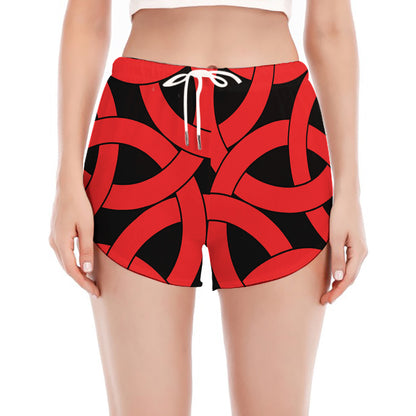 Red Celtic Knot Print Women's Split Running Shorts