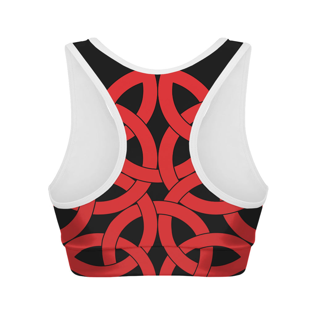 Red Celtic Knot Print Women's Sports Bra