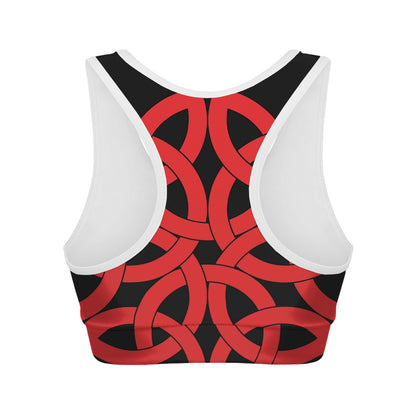 Red Celtic Knot Print Women's Sports Bra
