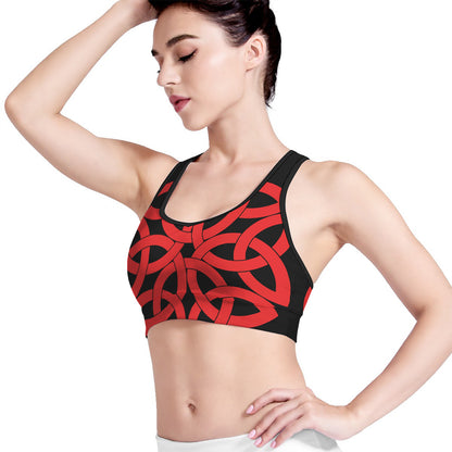Red Celtic Knot Print Women's Sports Bra
