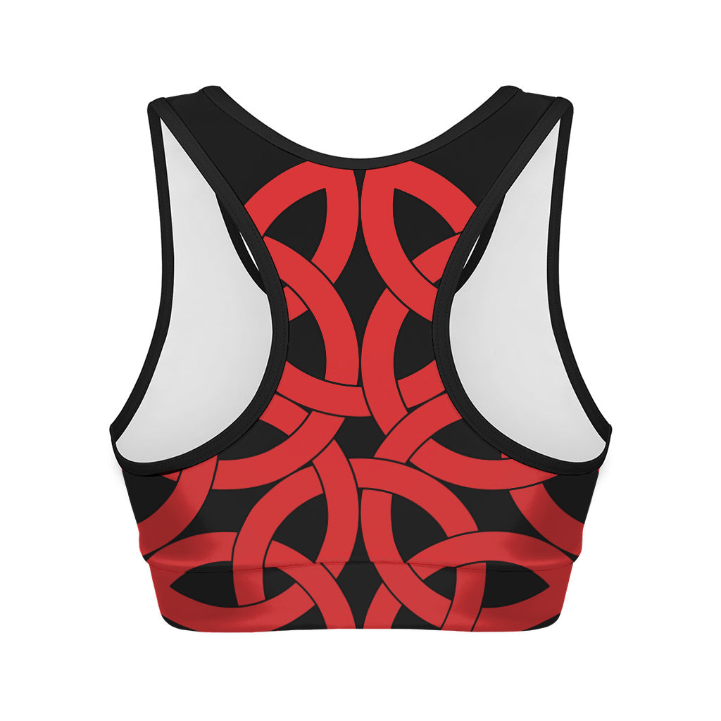 Red Celtic Knot Print Women's Sports Bra
