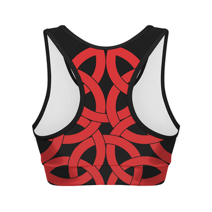 Red Celtic Knot Print Women's Sports Bra